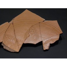 Terra bowl/fountain shard, heart shape with cross inside